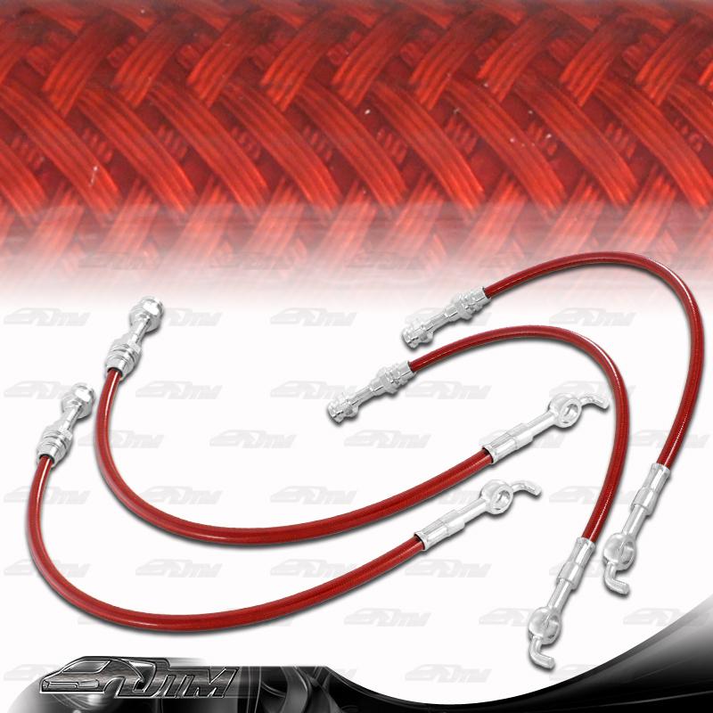 93-97 ford probe / mazda mx-6 626 front & rear stainless steel brake lines red