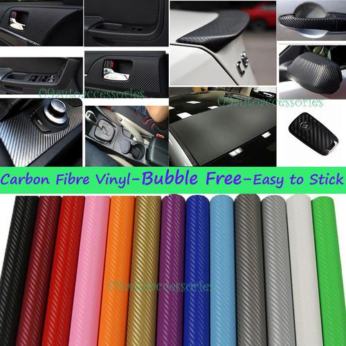 60"x20" <air free> 3d black carbon fibre vinyl film wrap roll for car & home