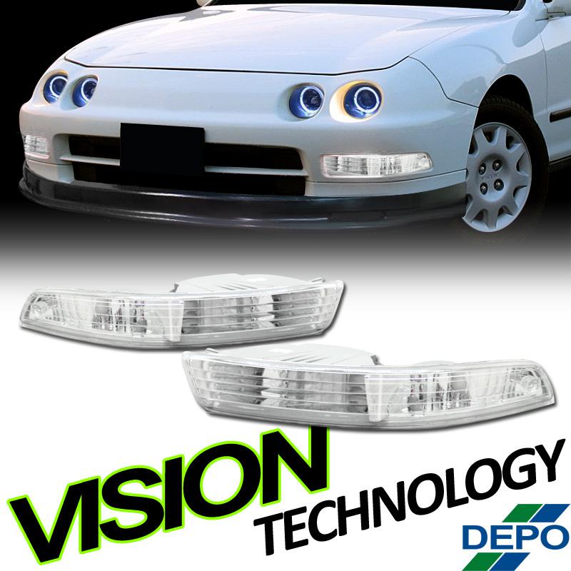 Depo chrome housing euro clear lens bumper turn signal lights lamp 94-97 integra