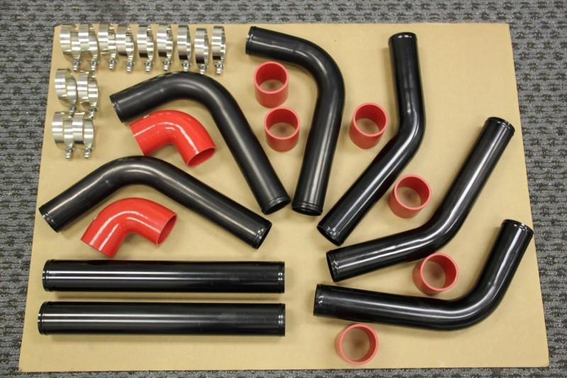Red/black aluminum turbo intercooler piping kit 8pcs turbocharger supercharger