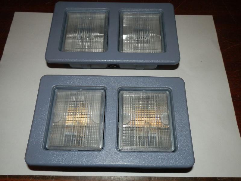 12 volt set of two double interior lights color: grey ( new )