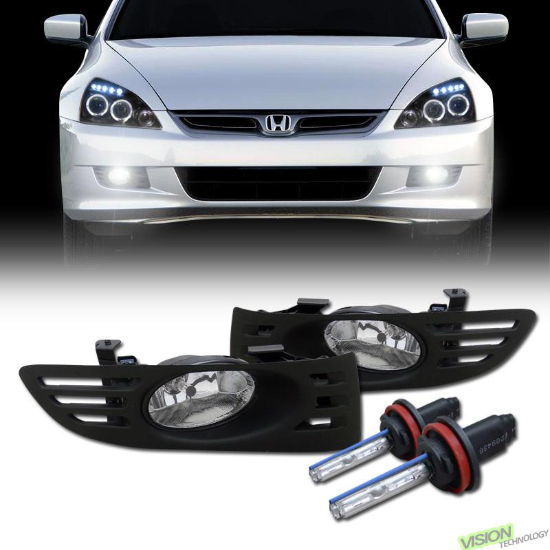 H11 bulb 6000k xenon hid+jdm clear lens fog lights lamps pair 03-05 accord coupe