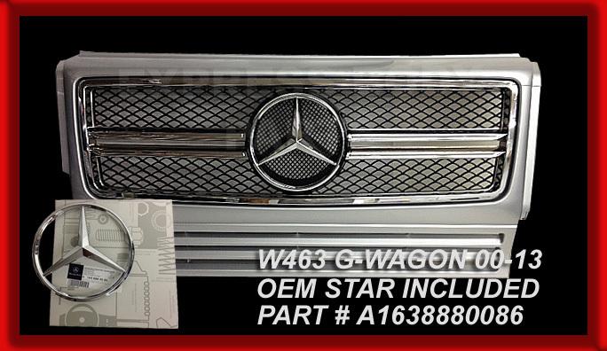 Silve g-wagon grille g500 g55 g550 grill style w463 g63 style dual fin 2000-2013