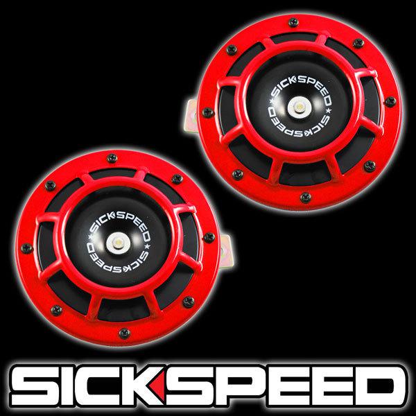 2pc red super loud grille mount compact electric blast tone horn kit for 12v e5