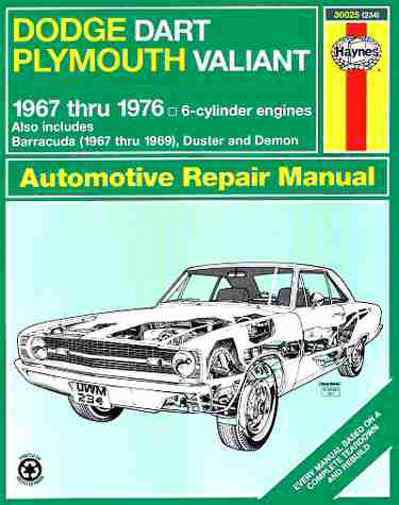 Plymouth valiant duster repair shop & service manual 1967 1968 1969 1970 1972