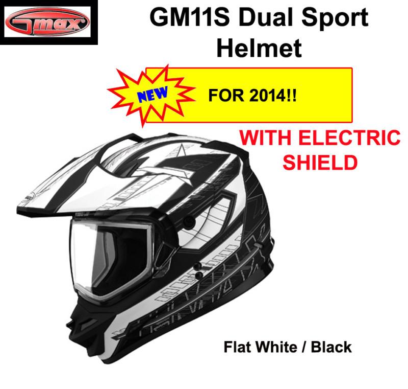 Gmax 2013 gm11s dual sport snow cycle helmet w/blk  nova w/electric shield xxl