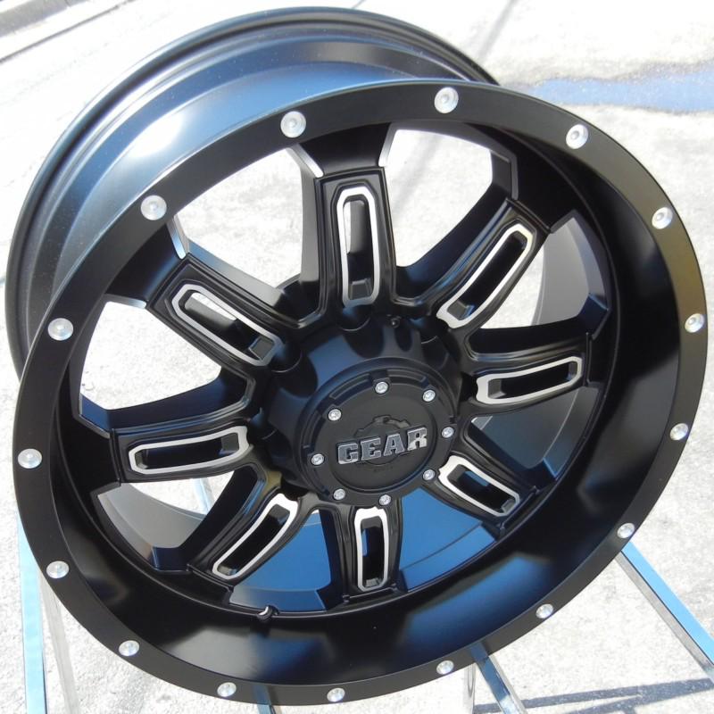 20x9" black gear dominator wheels rims chevy silverado gmc dodge 2500 3500 f-250