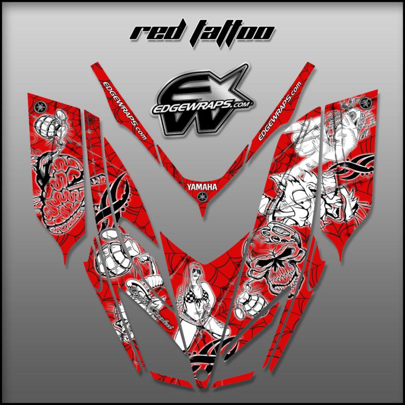 New  yamaha, viper, 700, 600,  snowmobile graphics kit - red tattoo