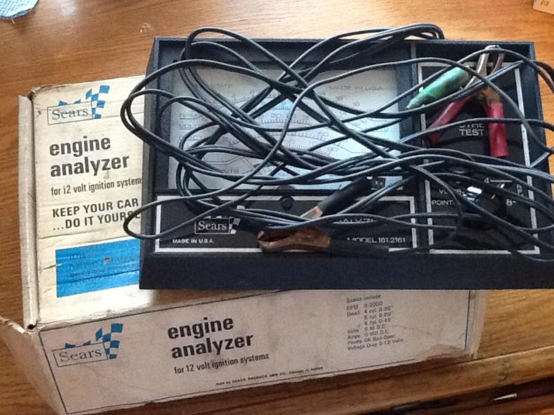 Sears engine analyzer model 161.2161 for 12 volt ignition systems w/box & papers