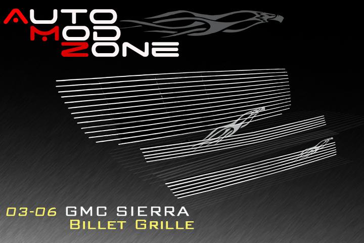 03-06 gmc sierra bolton billet grille grill 3pc combo logo covered