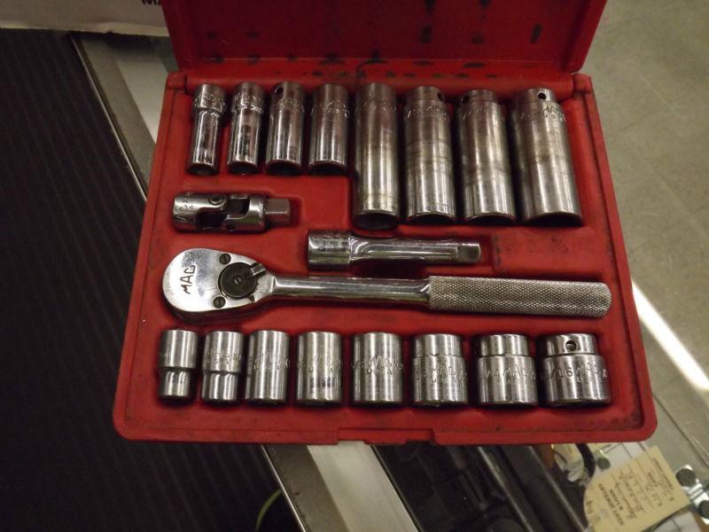 Mac tools 19 pc socket and ratchet set extension swivel 6 point shallow and deep