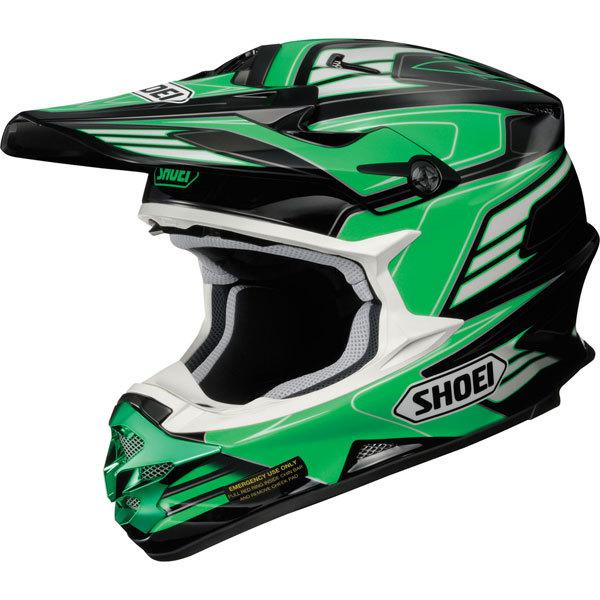 Green/white l shoei vfx-w werx helmet 2013 model