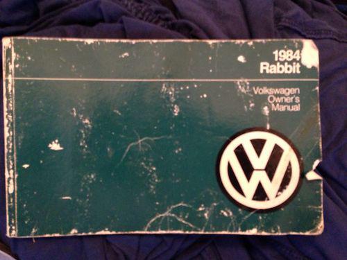 Vintage 1984 vw volkswagen rabbit owner's manual - free shipping!
