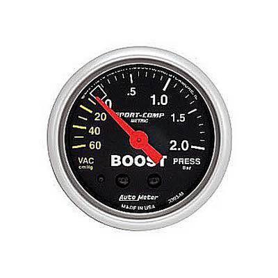 (2) autometer sport-comp mechanical boost/vacuum gauge 2 1/16" dia black face