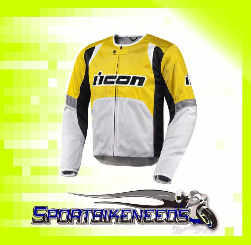 Icon overlord textile jacket men's yellow grey large lg