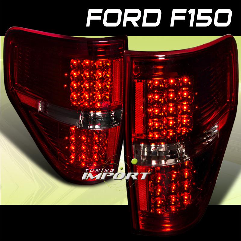 09-11 ford f150 red/smoke style led tail lights signal brake lamps assembly set