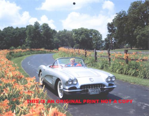 1958 corvette convertible very nice classic car print