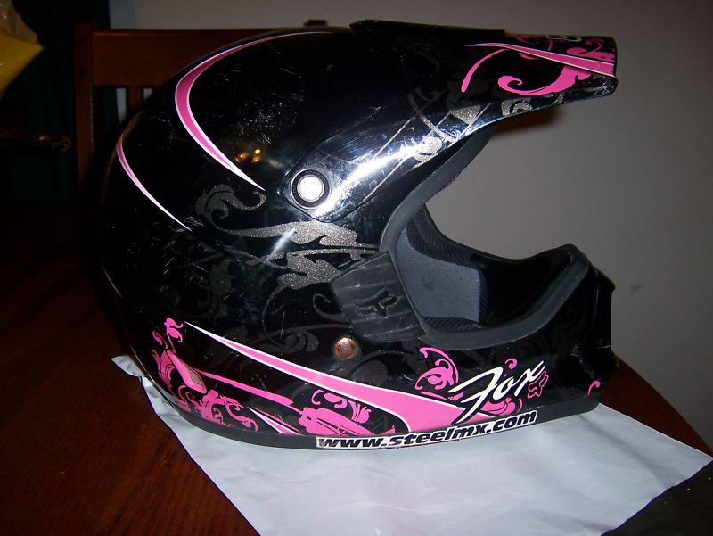 Fox racing helmet tracer pro jr large pink black girls youth motorcross bike