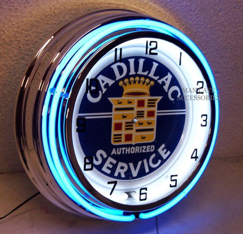 18" cadillac authorized service double neon clock