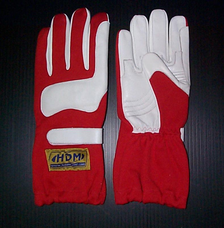 Go cart kart racing karting driving leather drivers red gloves adult large