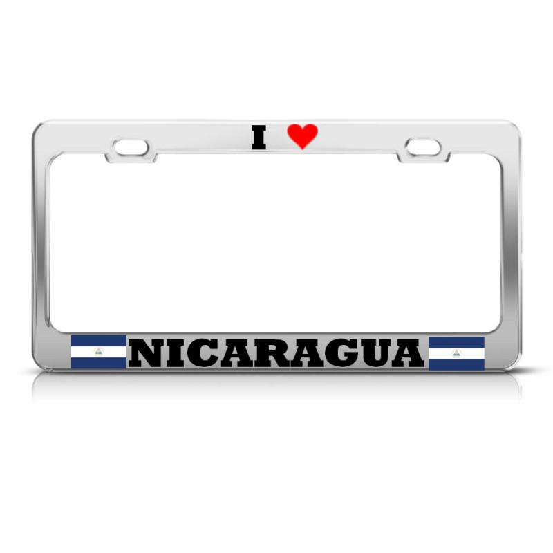 I love nicaragua chrome heavy duty license plate frame nicaraguanflag suv tag