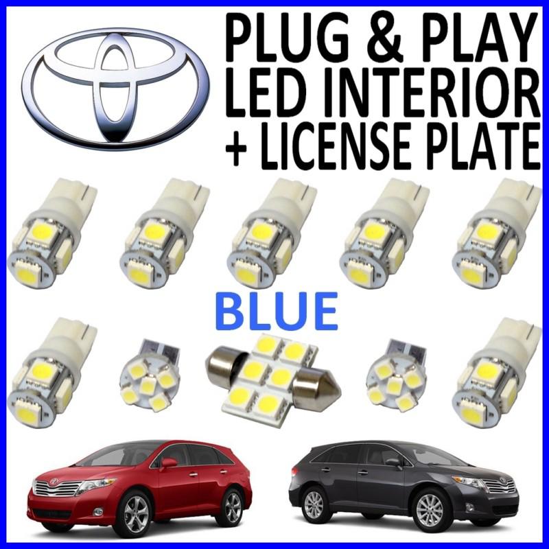 10 piece super blue led interior package kit + license plate tag lights tv1b