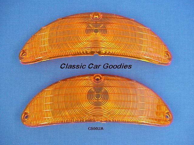 1955 chevy park light lenses. amber. brand new pair!