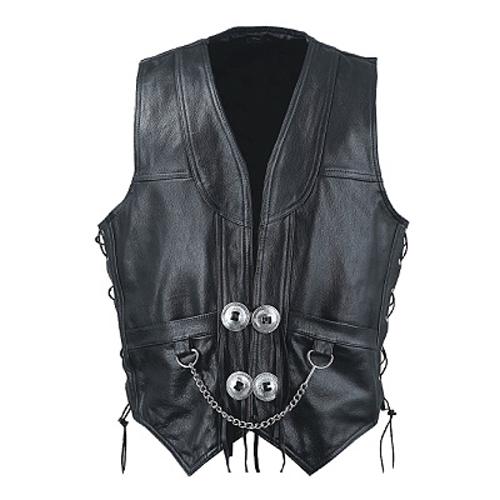 Size 46 mens leather motorcycle biker concho chain vest new