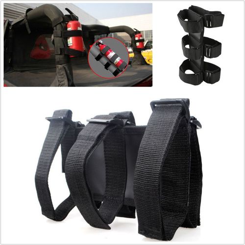 Black nylon tie car suv portable fire extinguisher mount straps holder universal