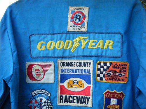 Vtg good year racing jacket nascar patches pit crew dixie 500 winston allison