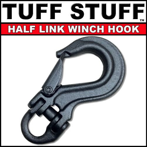 Tuff stuff winch sling hook w/ half link &amp; latch 28k lbs strength textured black