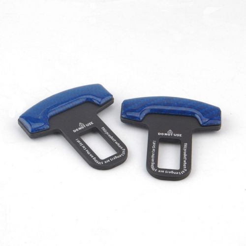 2x blue carbon fiber car safety seat belt buckle clip clasp alarm stopper insert