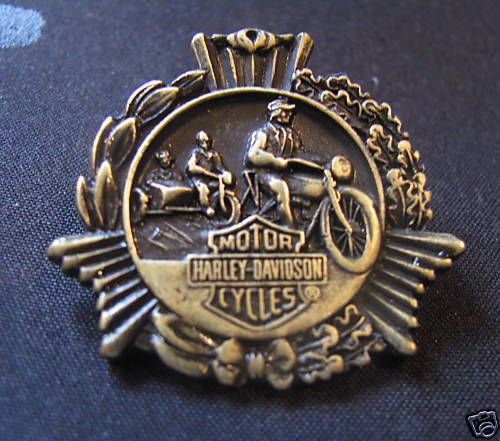 Harley-davidson motorcycle brass old biker vest pin