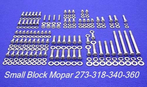 Mopar small block 273 318 340 360 stainless steel engine hex bolt kit