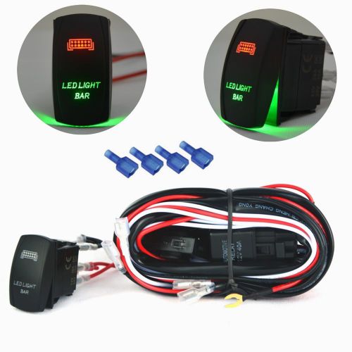 Universal wiring harness group kit+ red green led light bar switch driving lamps