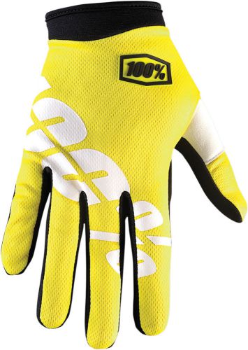 100% motorcycle i-track riding glove 100% yellow l / large 10002-004-12
