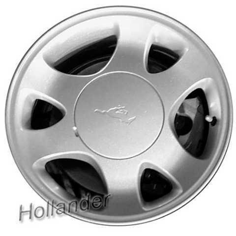 99 00 01 ford mustang wheel 15x7 6 spokes painted surface silver finish