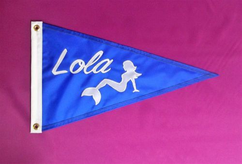 Boat name pennant flag with a graphic custom made 12x18 inch