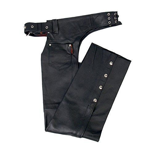 Hot leathers fully lined leather chaps (black, medium)