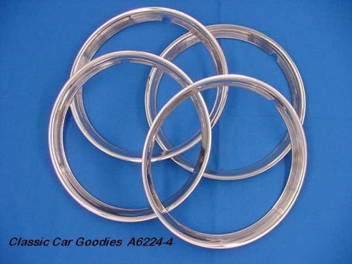 Trim rings ribbed 14&#034; polished stainless (4) street rod