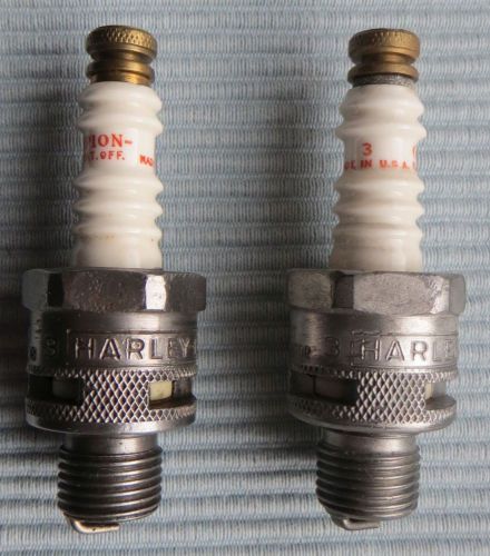 2 oem vintage harley knucklehead panhead air cooled spark plugs no. 3