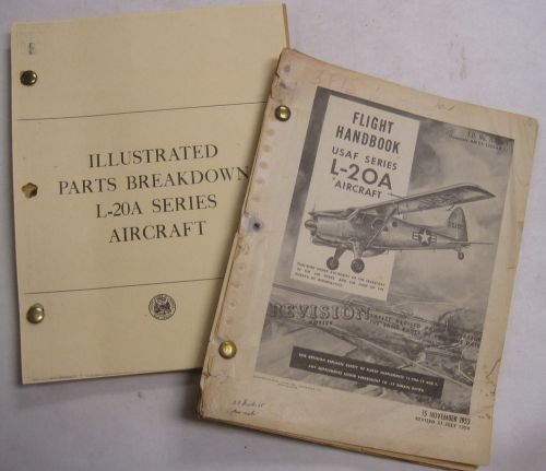 1953 l-20a usaf original flight handbook &amp; original illustrated parts breakdown