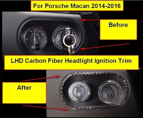 Carbon fiber headlight ignition trim sticker for porsche macan s turbo 2015 2016
