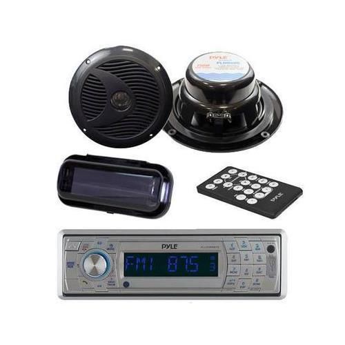 In dash marine boat yacht cd sd usb player/ wireless bluetooth 2 speakers +cover