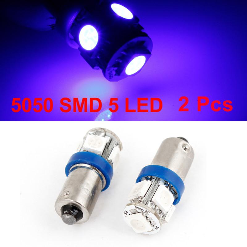 2 pcs ba9s 5050 smd 5 led blue wedge side light bulb dc 12v for car vehicle