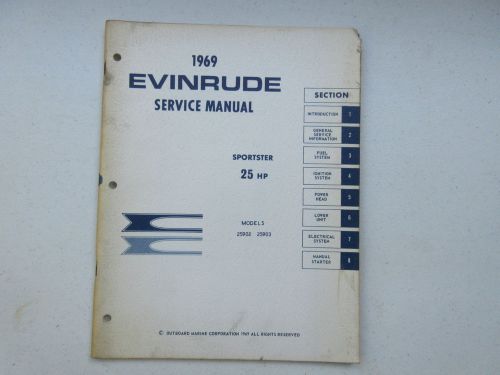 1969 evinrude 25hp outboard motor service manual / models 25902 &amp; 25903