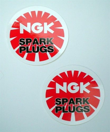 Ngk sparkplugs racing stickers/decals (white trimmed) pair of 2 1/4&#034; cirlces