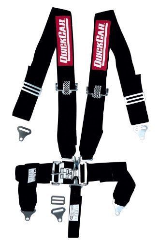 Quickcar racing products 58-013 black 5 point safety harness with latch and link