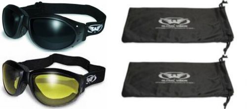 (2 goggles) motorcycle riding super dark  yellow glasses sunglasses storage bags