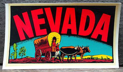 Vintage travel decal nevada rat hot rod mid century art trailer coach old wagon